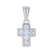925 Sterling Silver Womens Princess-Cut Cubic-Zirconia Cross Religious Charm Pendant