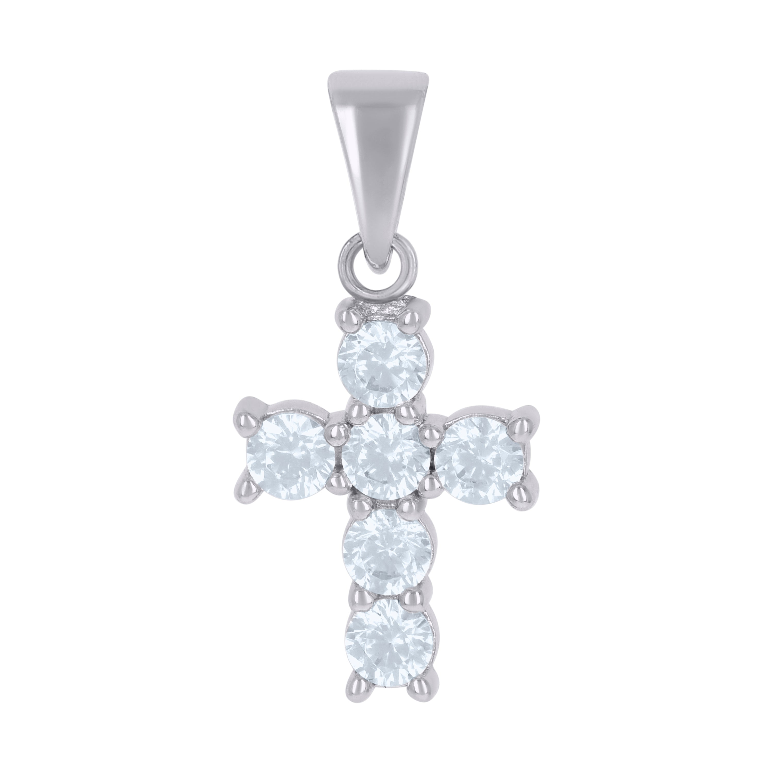 925 Sterling Silver Womens Cubic-Zirconia Cross Religious Charm Pendant