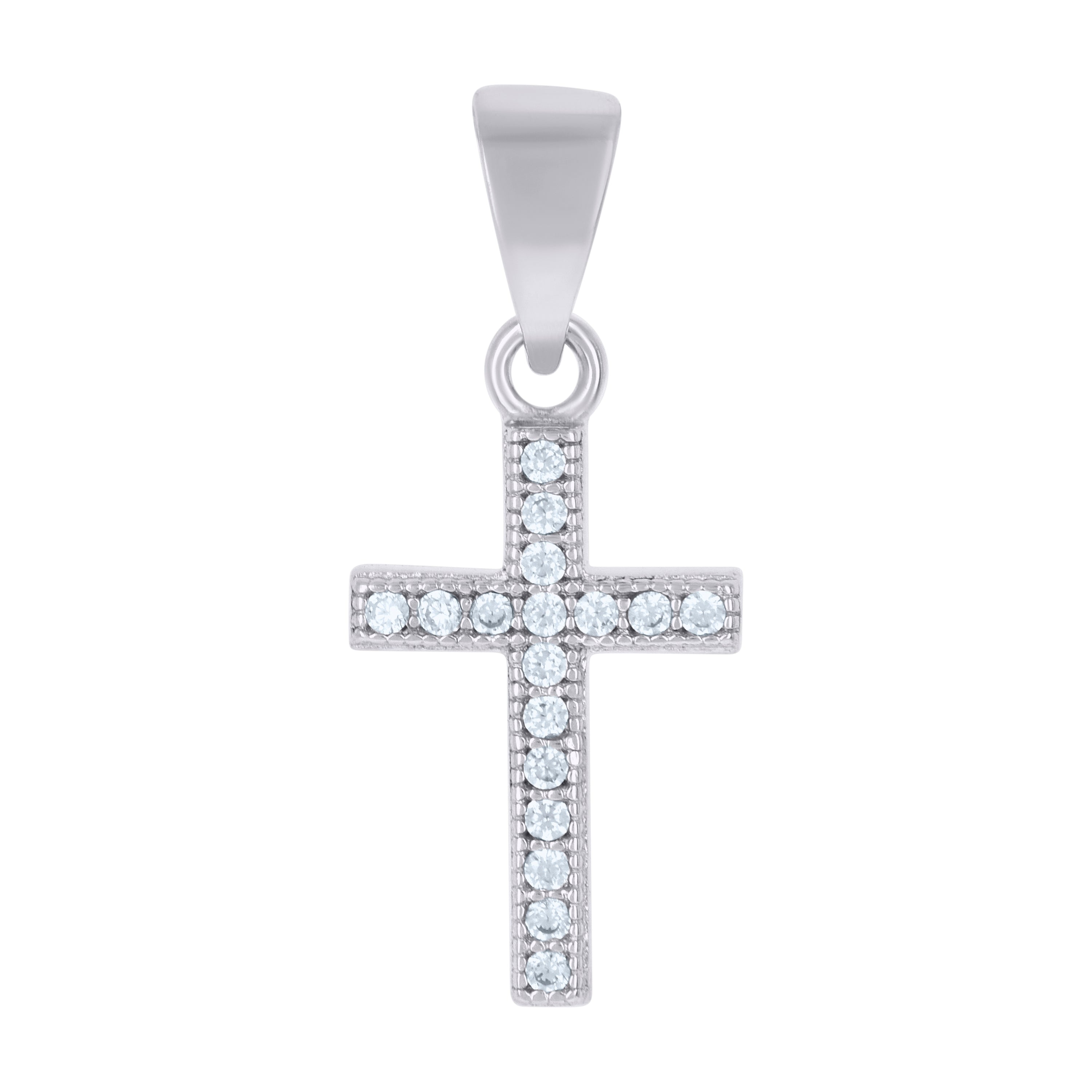 925 Sterling Silver Womens Cubic-Zirconia Cross Religious Charm Pendant