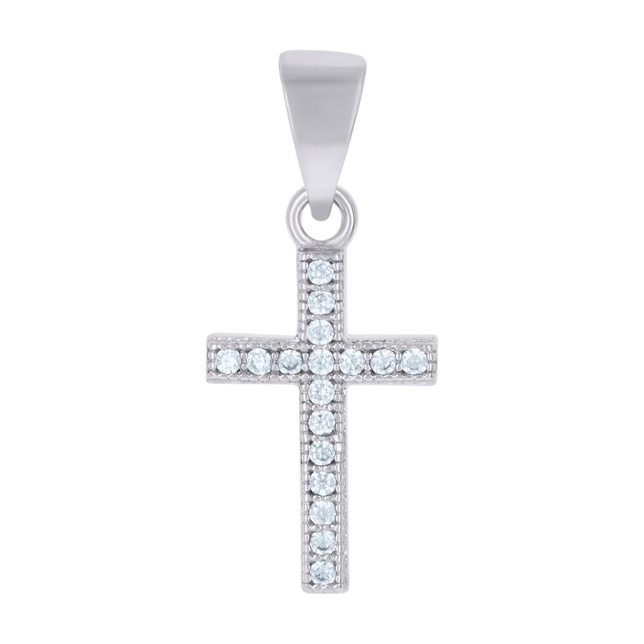 925 Sterling Silver Womens Cubic-Zirconia Cross Religious Charm Pendant