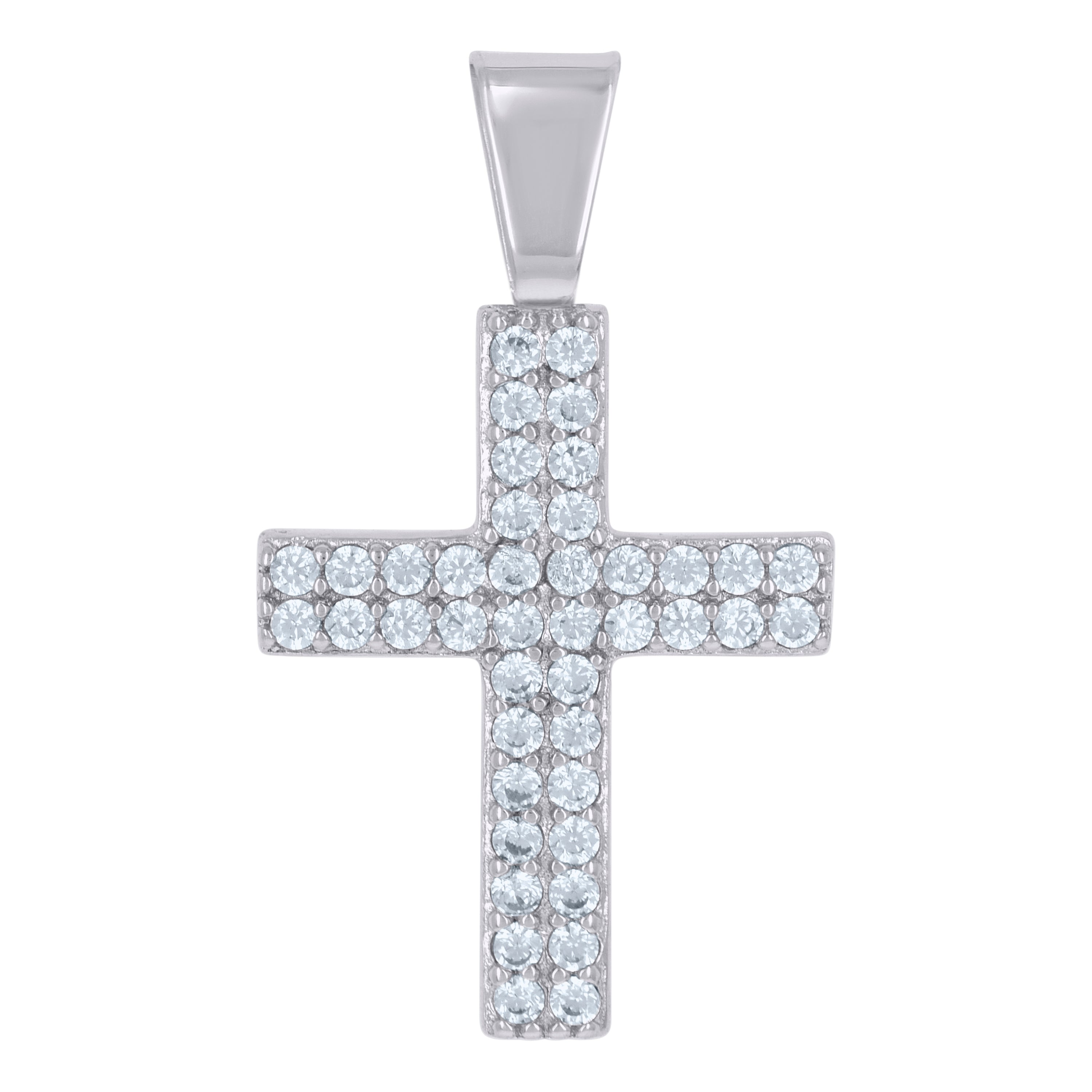 925 Sterling Silver Womens Cubic-Zirconia Cross Religious Charm Pendant