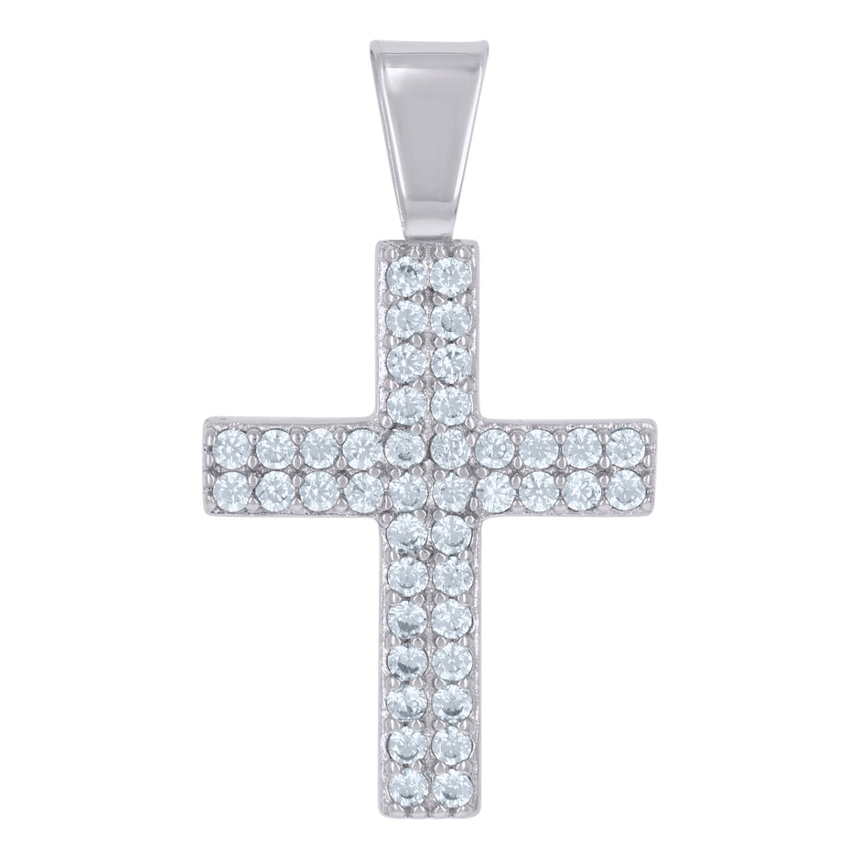 925 Sterling Silver Womens Cubic-Zirconia Cross Religious Charm Pendant
