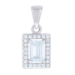 925 Sterling Silver Womens Emerald-Cut Round Cubic-Zirconia Fashion Charm Pendant