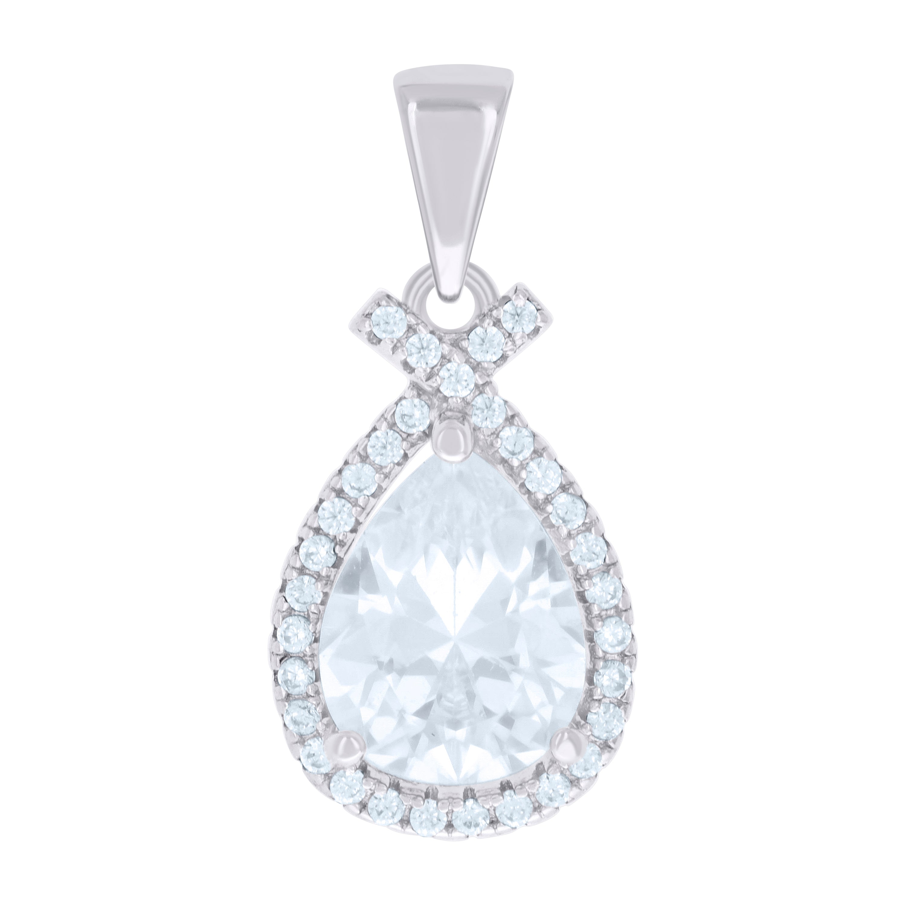 925 Sterling Silver Womens Pear Round Cubic-Zirconia Fashion Charm Pendant