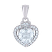 925 Sterling Silver Womens Heart Round Cubic-Zirconia Heart Charm Pendant
