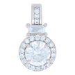 925 Sterling Silver Womens Emerald-Cut Round Cubic-Zirconia Fashion Charm Pendant