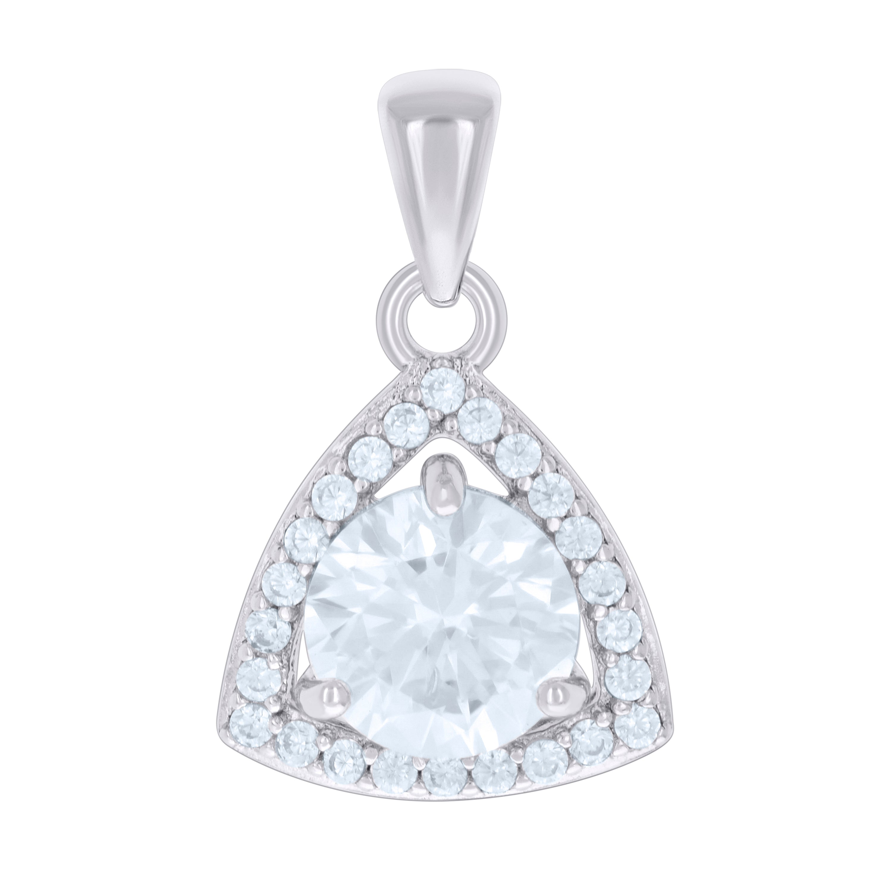 925 Sterling Silver Womens Cubic-Zirconia Trillion Fashion Charm Pendant