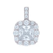 925 Sterling Silver Womens Princess-Cut Round Cubic-Zirconia Fashion Charm Pendant