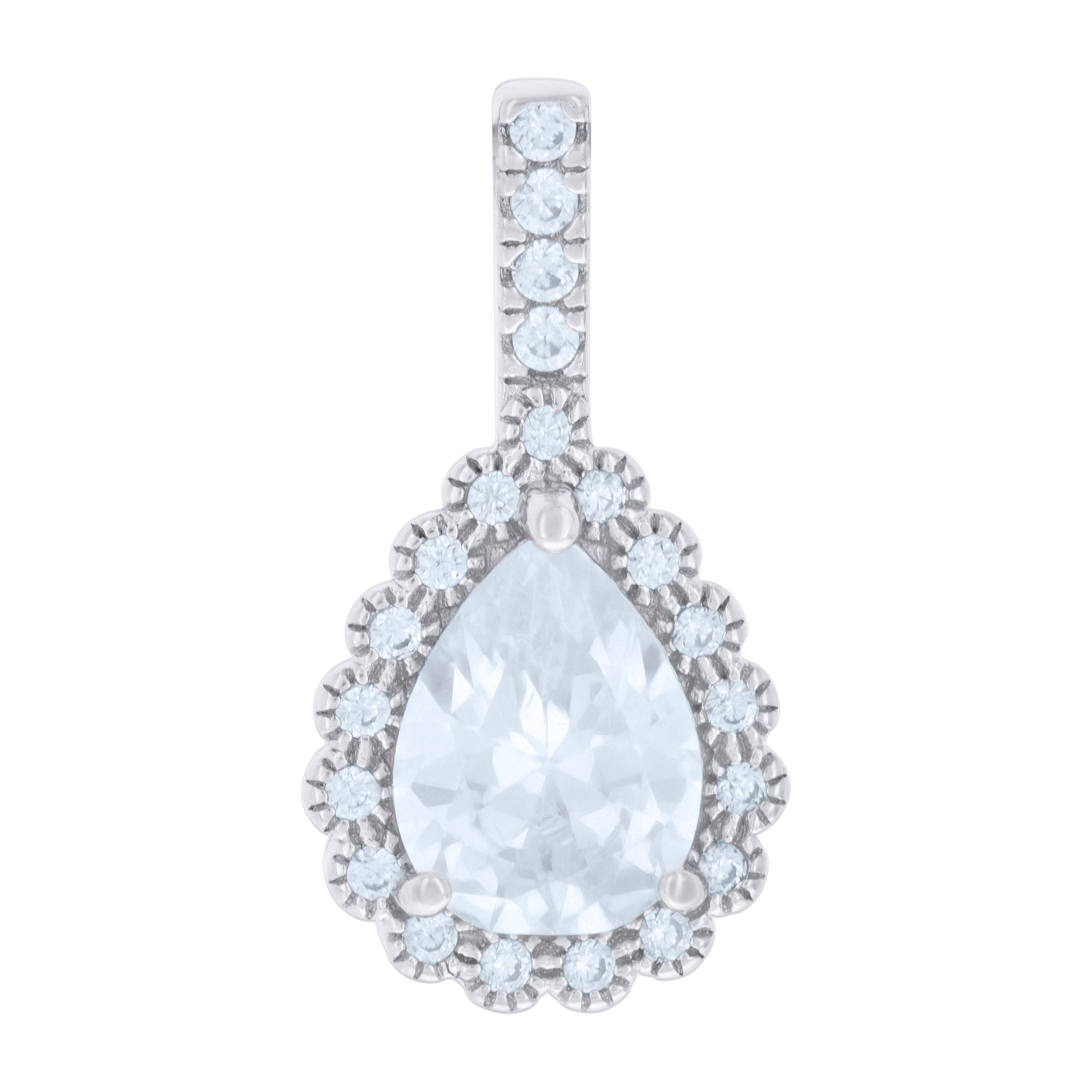 925 Sterling Silver Womens Pear Round Cubic-Zirconia Tear Drop Fashion Charm Pendant