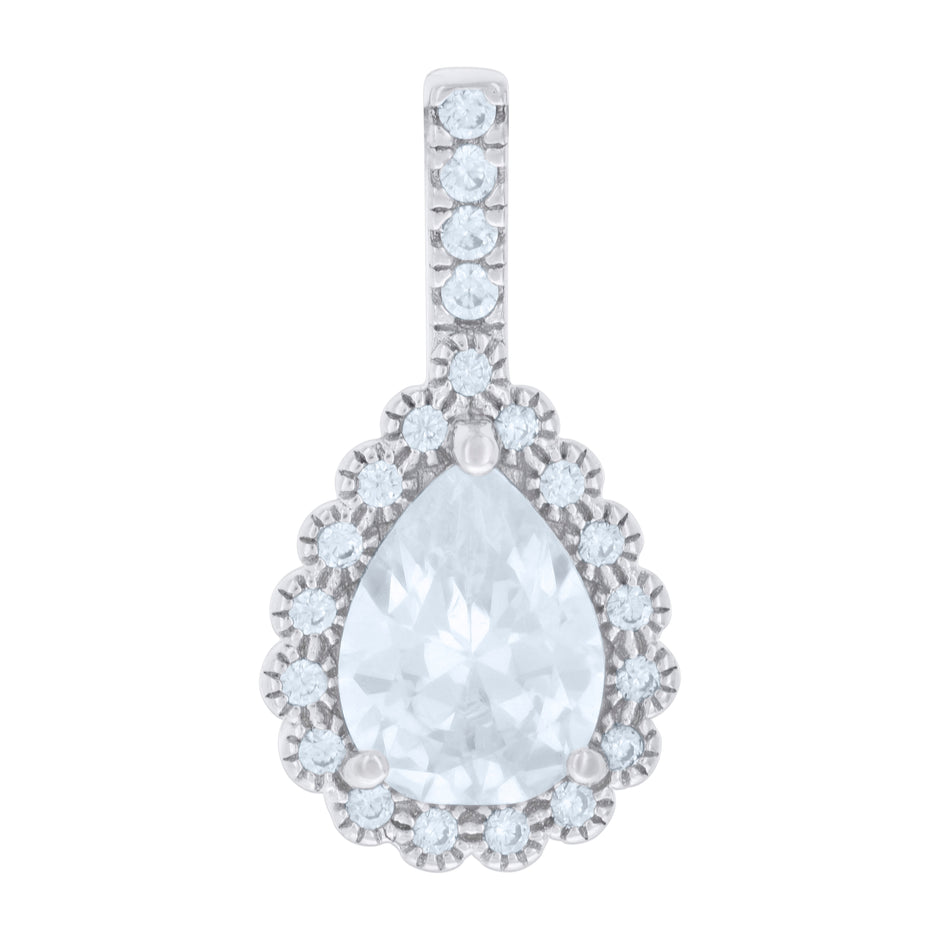 925 Sterling Silver Womens Pear Round Cubic-Zirconia Tear Drop Fashion Charm Pendant
