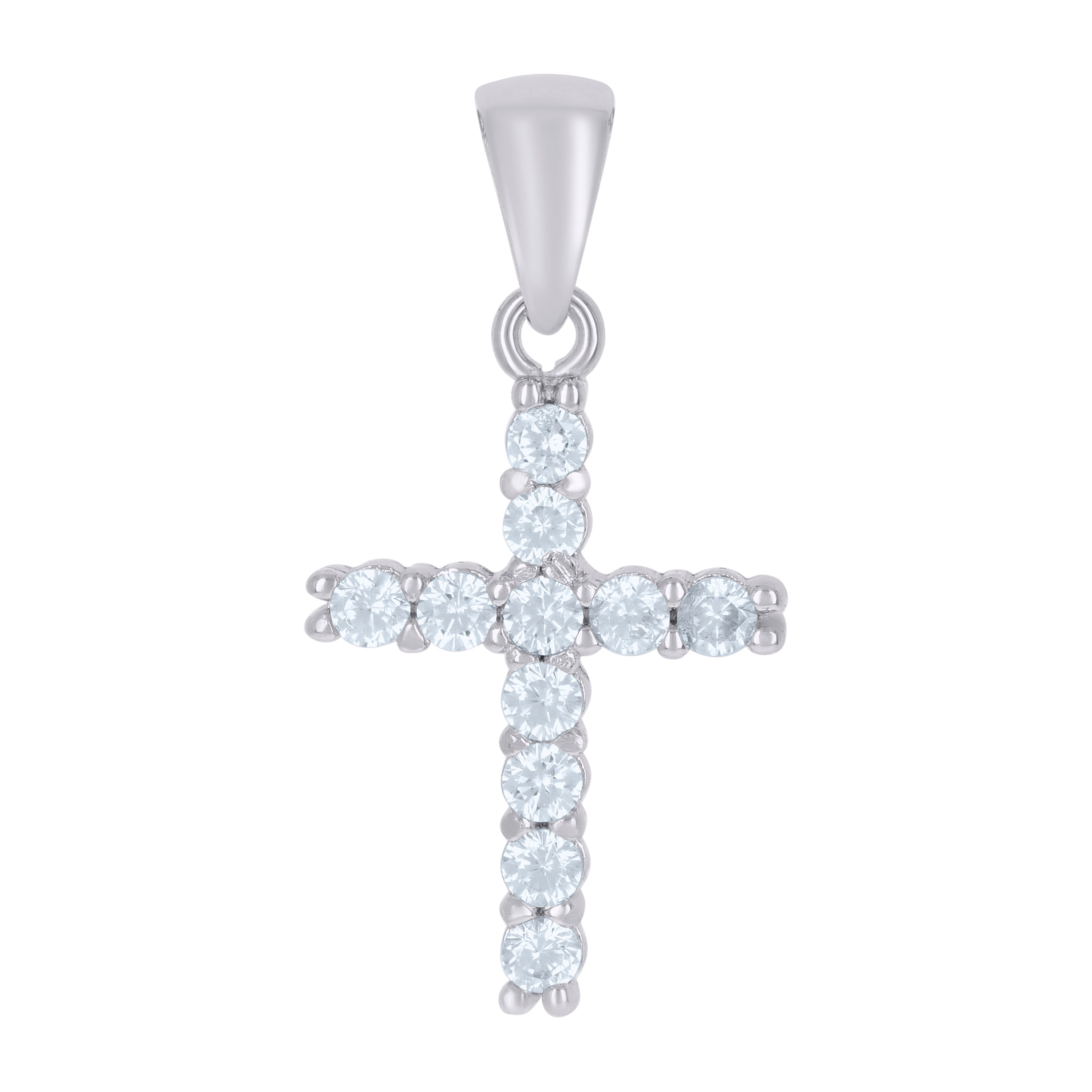 925 Sterling Silver Womens Cubic-Zirconia Cross Religious Charm Pendant