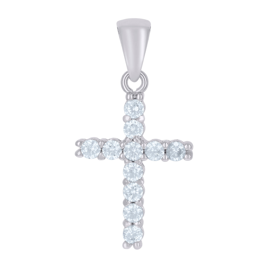925 Sterling Silver Womens Cubic-Zirconia Cross Religious Charm Pendant