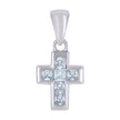 925 Sterling Silver Womens Princess-Cut Cubic-Zirconia Cross Religious Charm Pendant