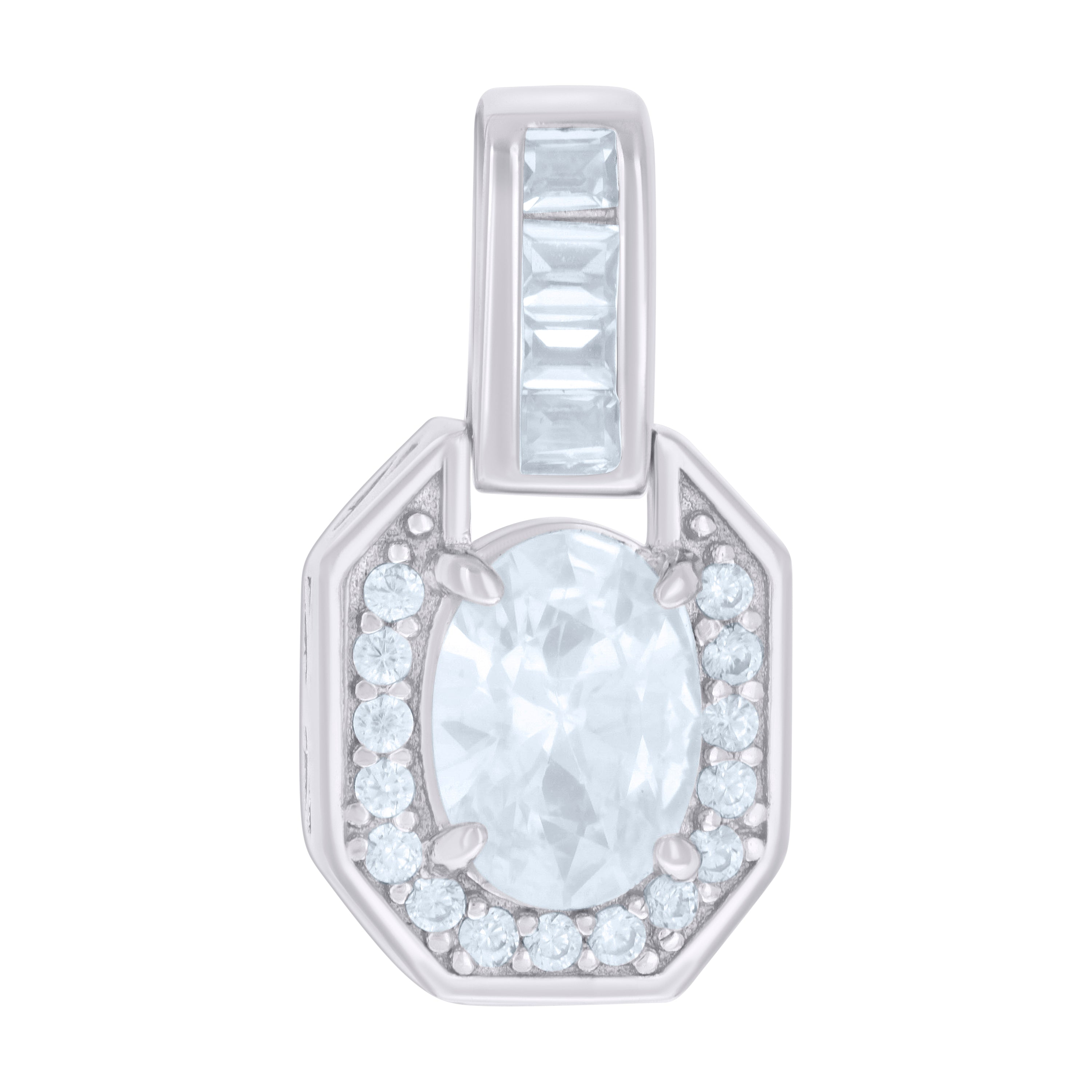 925 Sterling Silver Womens Oval Round Cubic-Zirconia Fashion Charm Pendant