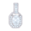 925 Sterling Silver Womens Oval Round Cubic-Zirconia Fashion Charm Pendant