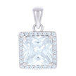 925 Sterling Silver Womens Princess-Cut Round Cubic-Zirconia Square Fashion Charm Pendant