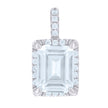 925 Sterling Silver Womens Emerald-Cut Round Cubic-Zirconia Fashion Charm Pendant