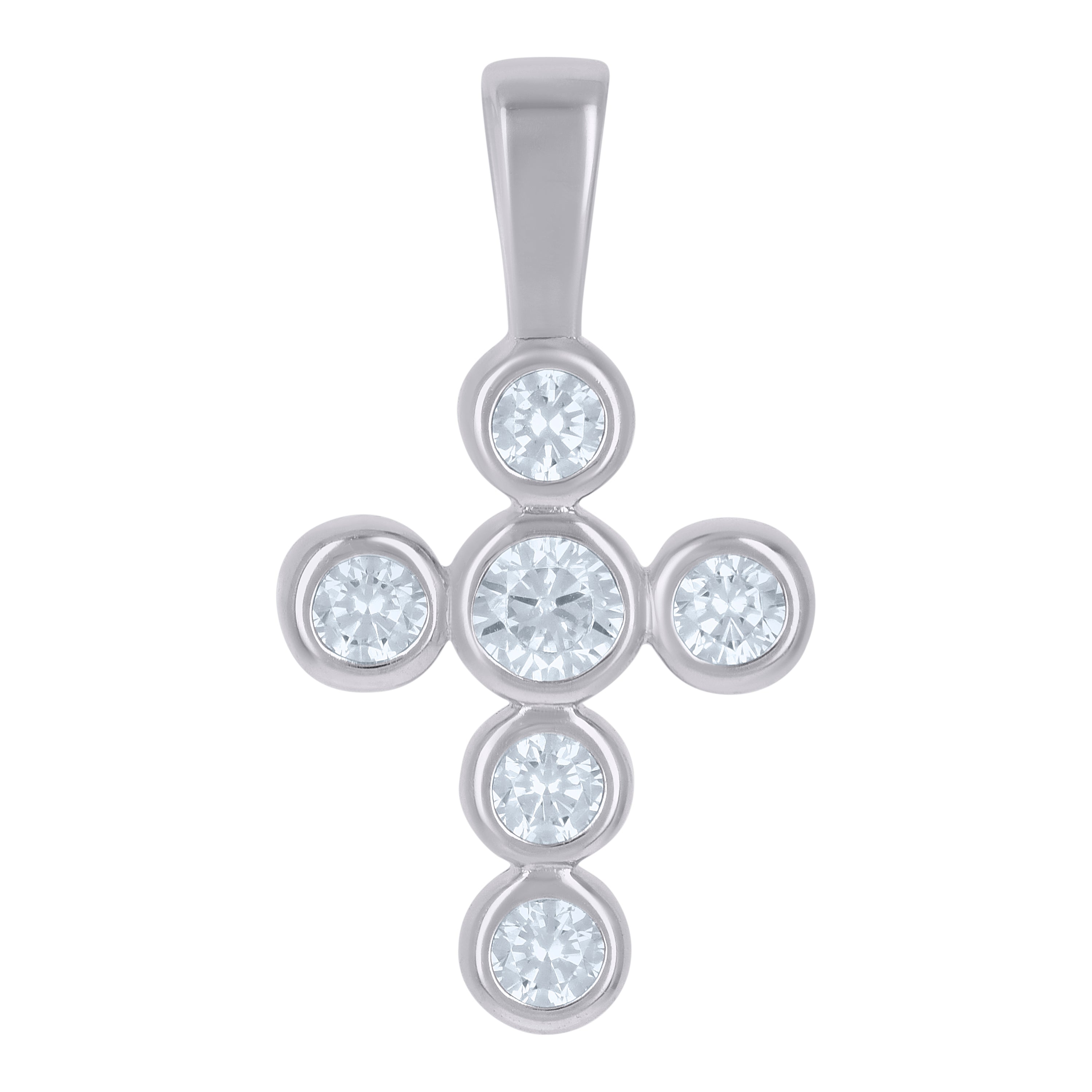 925 Sterling Silver Womens Cubic-Zirconia Cross Religious Charm Pendant