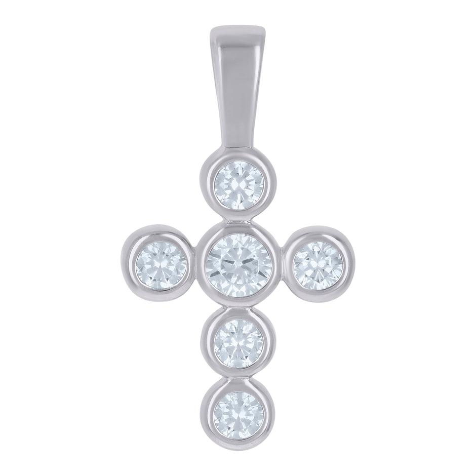 925 Sterling Silver Womens Cubic-Zirconia Cross Religious Charm Pendant