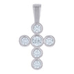 925 Sterling Silver Womens Cubic-Zirconia Cross Religious Charm Pendant