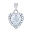 925 Sterling Silver Womens Heart Round Cubic-Zirconia Heart Charm Pendant