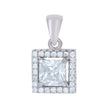 925 Sterling Silver Womens Princess-Cut Round Cubic-Zirconia Square Fashion Charm Pendant