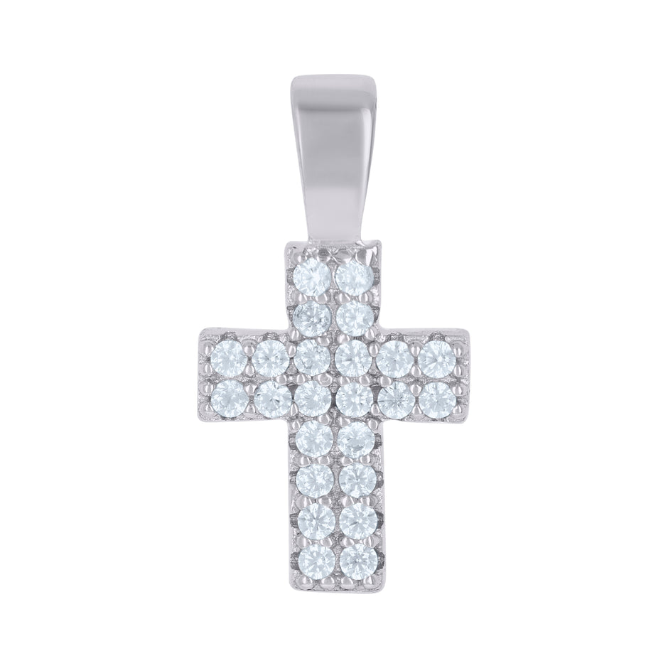 925 Sterling Silver Womens Cubic-Zirconia Cross Religious Charm Pendant