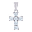 925 Sterling Silver Womens Cubic-Zirconia Cross Religious Charm Pendant