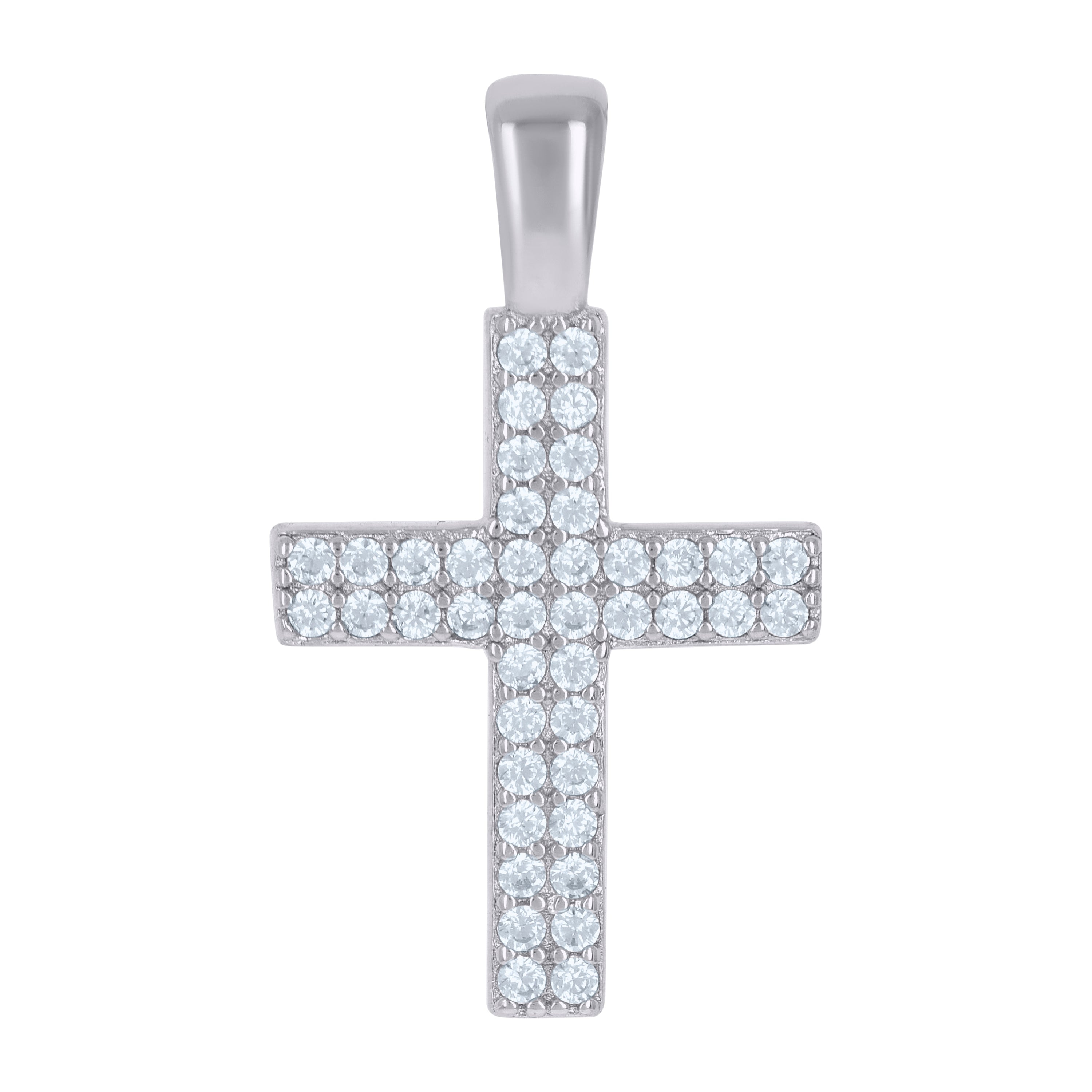 925 Sterling Silver Womens Cubic-Zirconia Cross Religious Charm Pendant