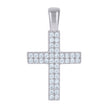 925 Sterling Silver Womens Cubic-Zirconia Cross Religious Charm Pendant