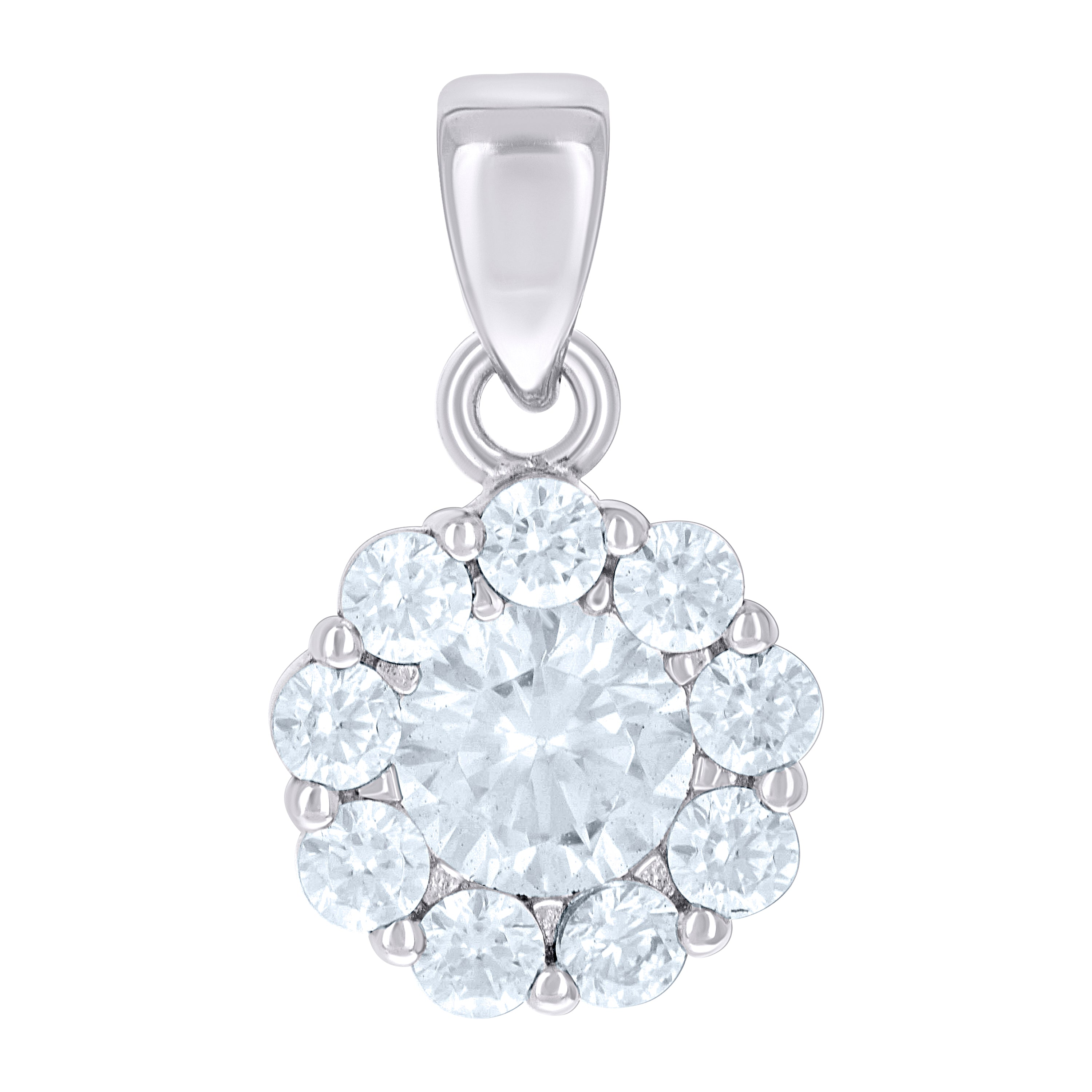 925 Sterling Silver Womens Cubic-Zirconia Flower Fashion Charm Pendant
