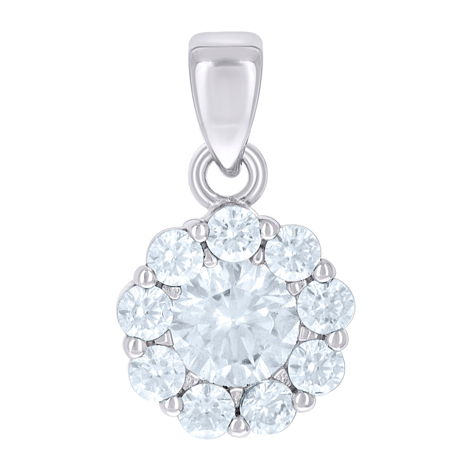 925 Sterling Silver Womens Cubic-Zirconia Flower Fashion Charm Pendant