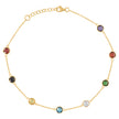 14Kt Yellow Gold Womens Multi-Color Cubic Zirconia Chain Anklet Size 10 Inches