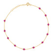 14Kt Yellow Gold Womens Pink Cubic Zirconia Chain Anklet Size 10 Inches