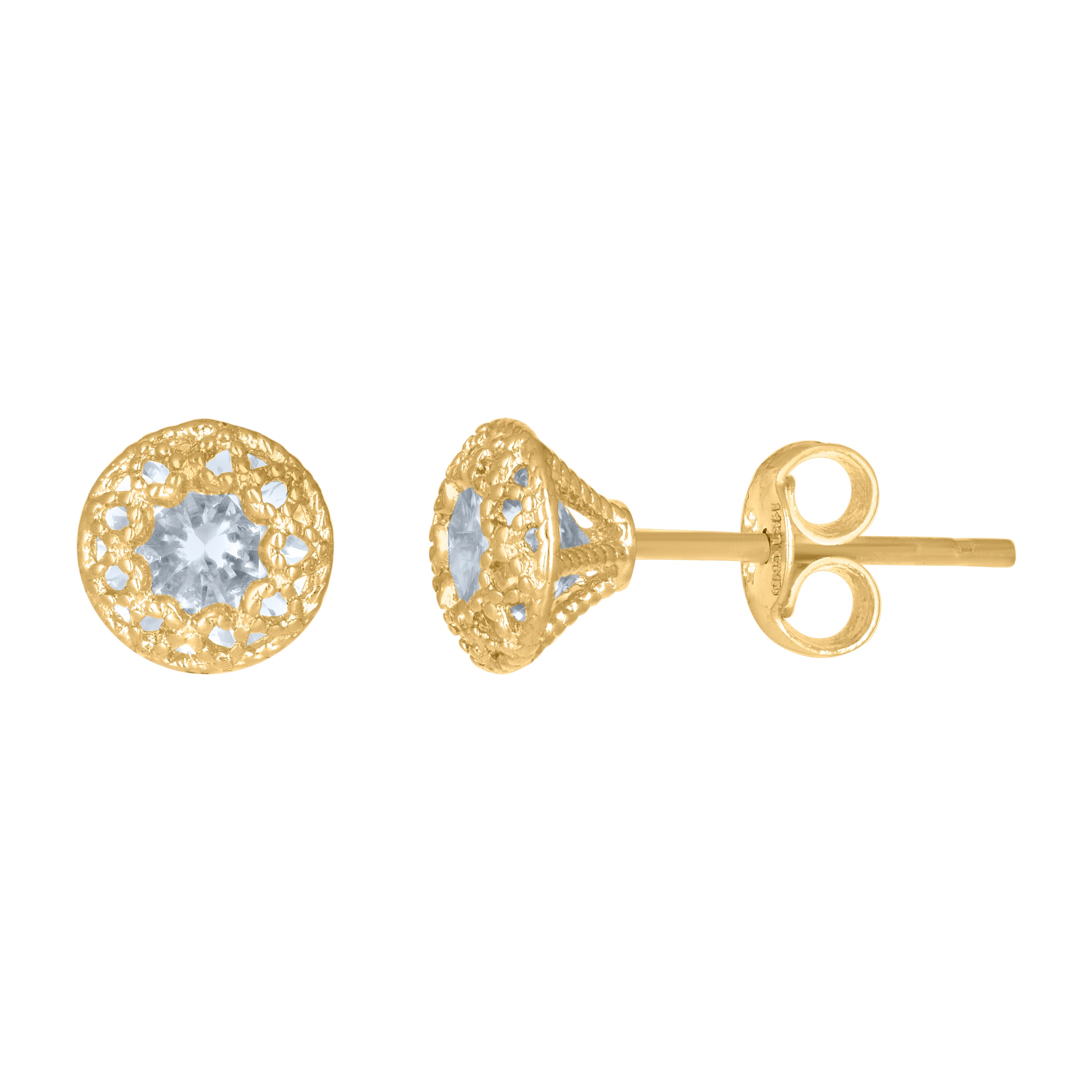 14Kt Yellow Gold Womens Cubic-Zirconia 6mm Fashion Stud Earrings