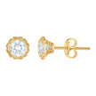 14Kt Yellow Gold Womens Cubic-Zirconia 6mm Flower Stud Earrings