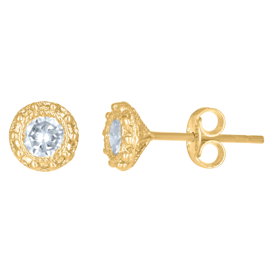 14Kt Yellow Gold Womens Cubic-Zirconia 6mm Fashion Stud Earrings