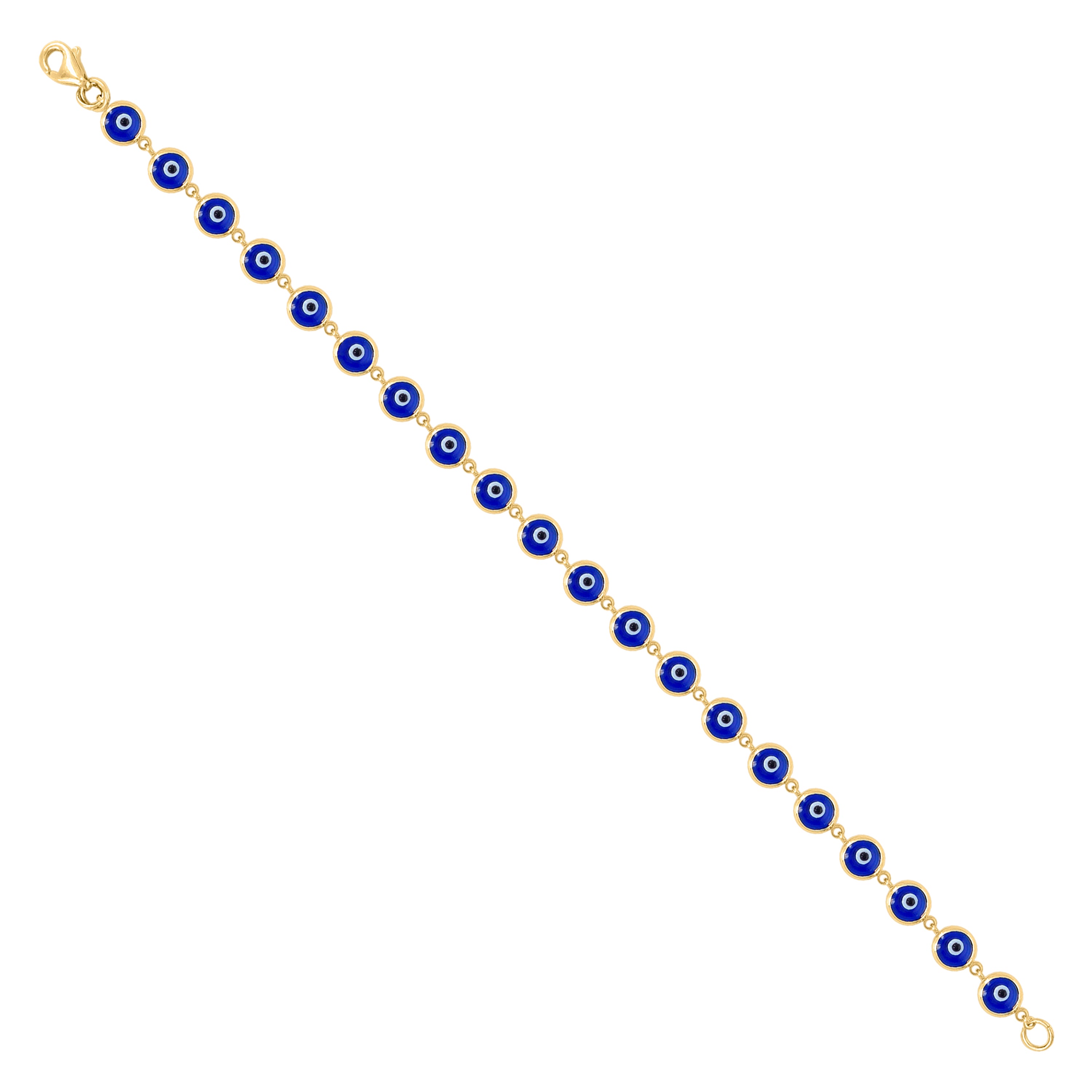 10kt Yellow Gold Womens Enamel Evil Eye Good Luck Bracelet Size 7 Inches 