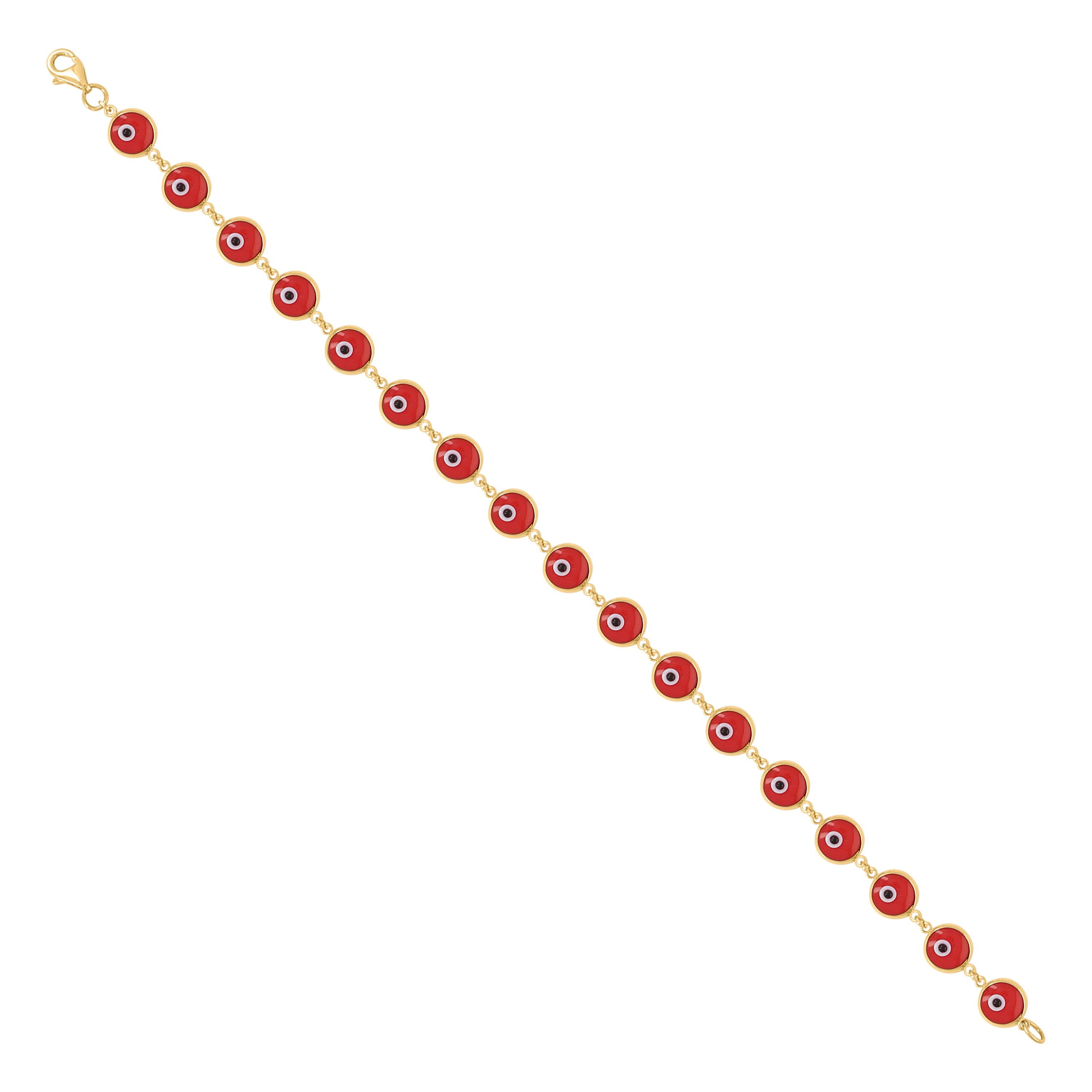 10kt Yellow Gold Womens Enamel Evil Eye Good Luck Bracelet Size 7 Inches 