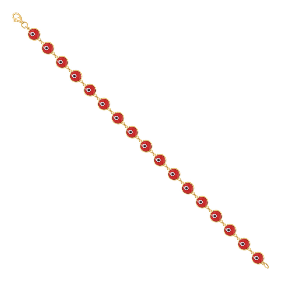 10kt Yellow Gold Womens Enamel Evil Eye Good Luck Bracelet Size 7 Inches 