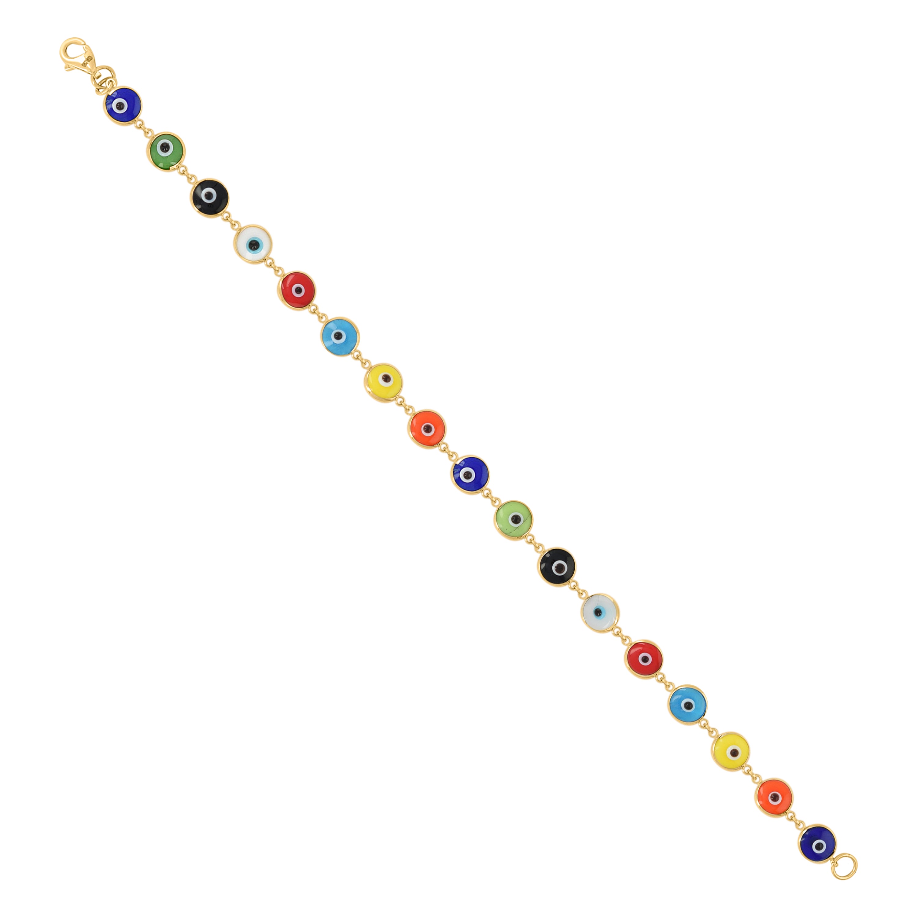 10kt Yellow Gold Womens Enamel Evil Eye Good Luck Bracelet Size 7 Inches 
