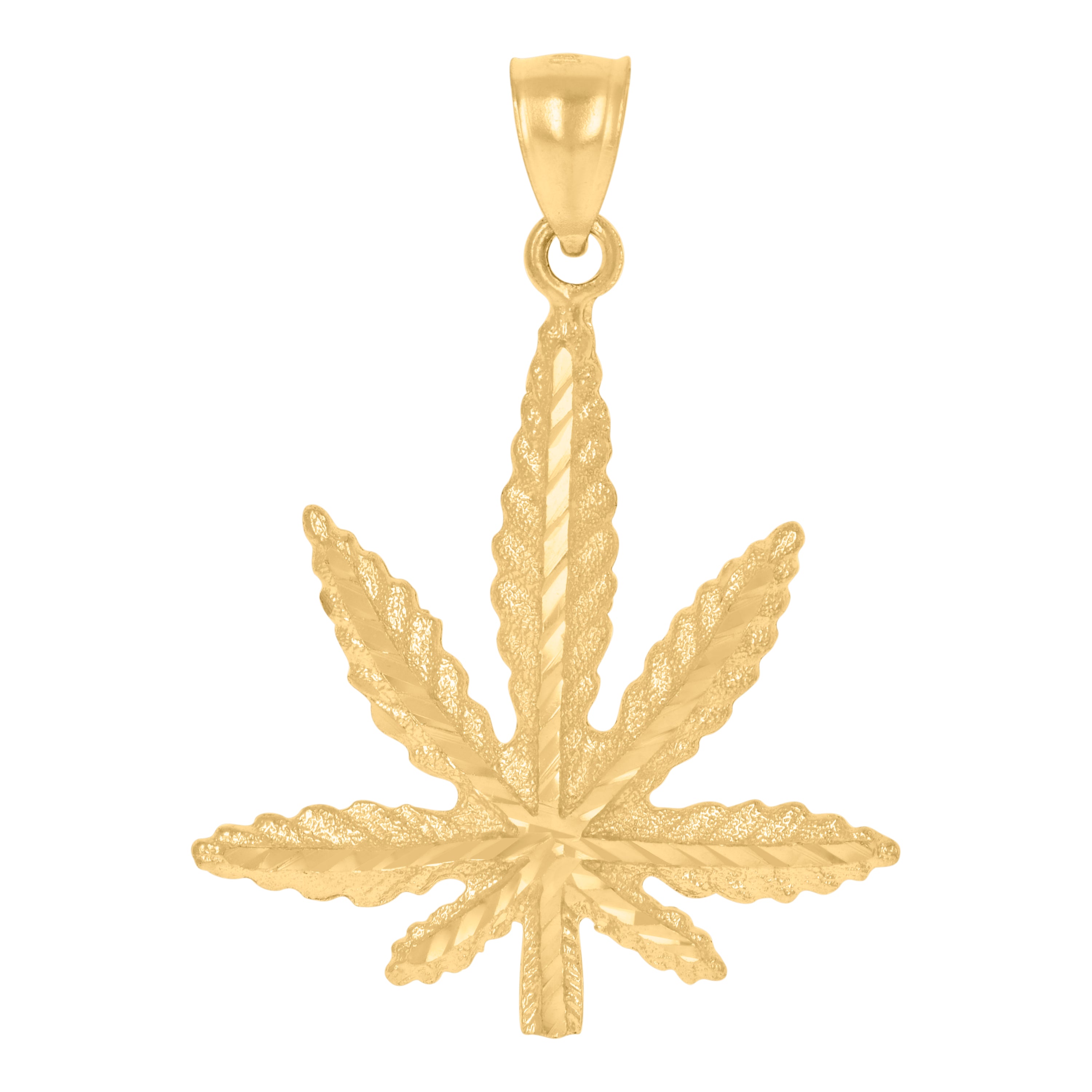 10kt Yellow Gold Mens Marijuana Leaf Fashion Charm Pendant