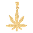 10kt Yellow Gold Mens Marijuana Leaf Fashion Charm Pendant