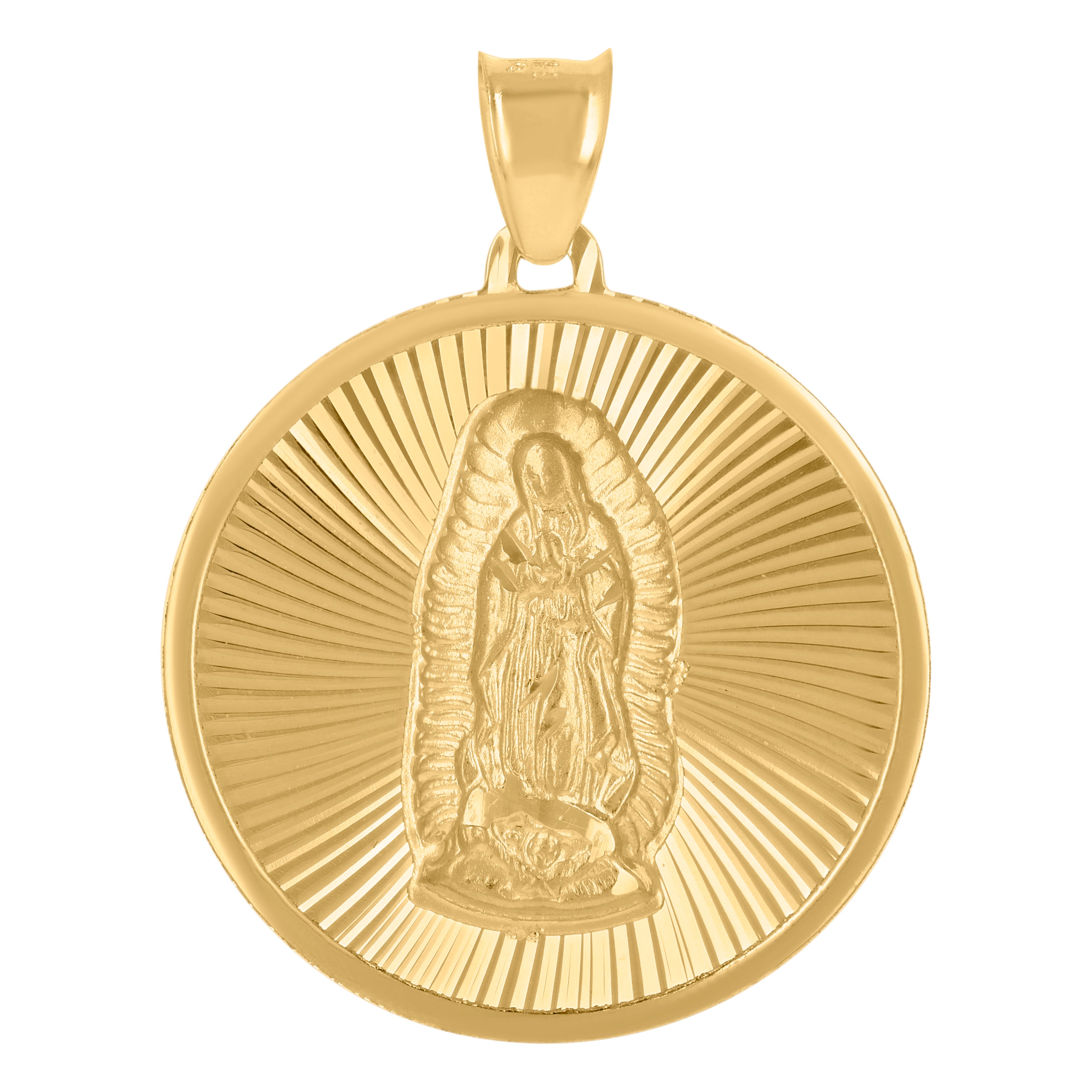 10kt Yellow Gold Mens Guadalupe Religious Round Medallion Charm Pendant