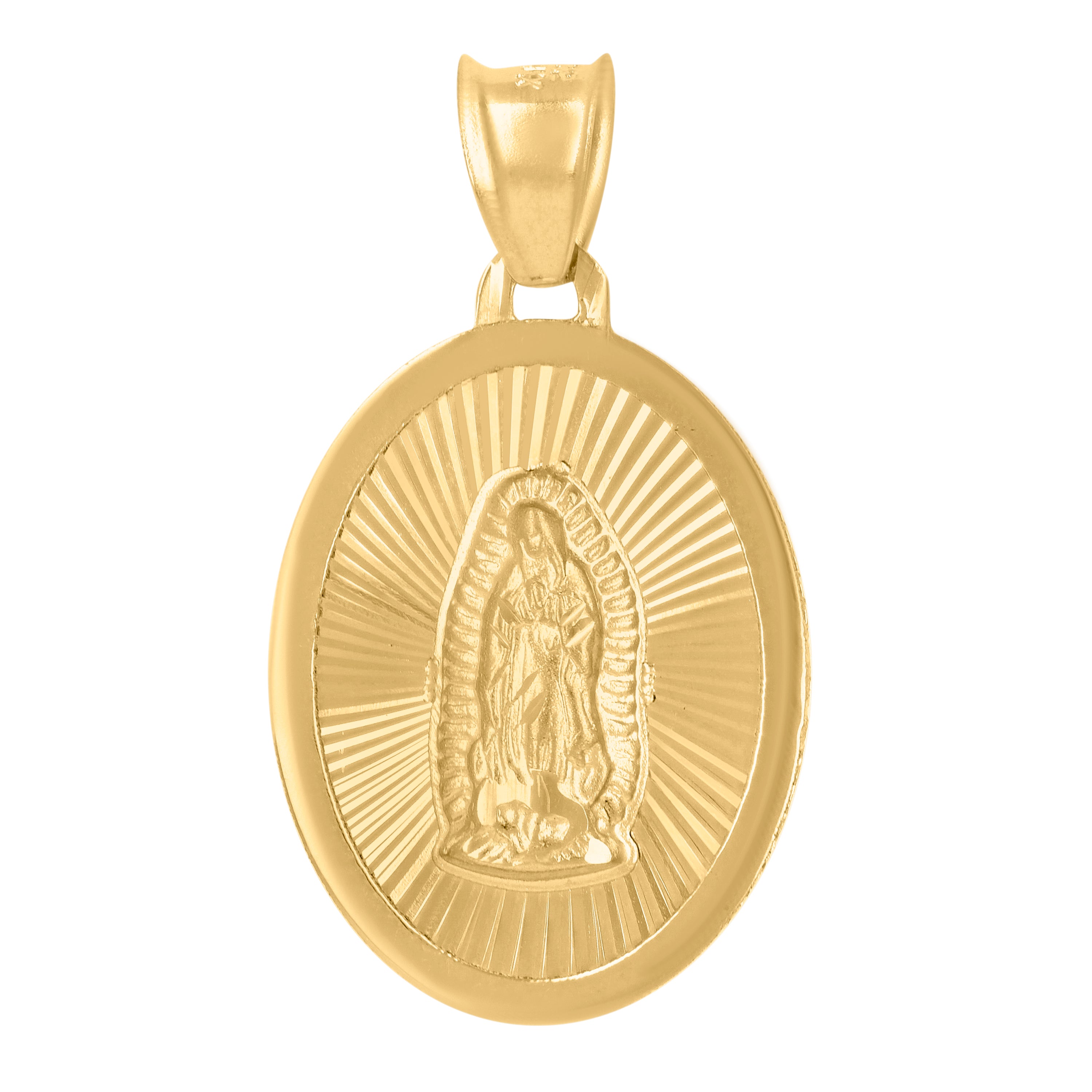 10kt Yellow Gold Mens Guadalupe Religious Oval Medallion Charm Pendant