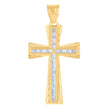 14Kt Yellow Gold Mens Cubic-Zirconia Cross Religious Charm Pendant