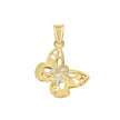 14k Yellow Gold Womens Cubic-Zirconia Butterfly Charm Pendant