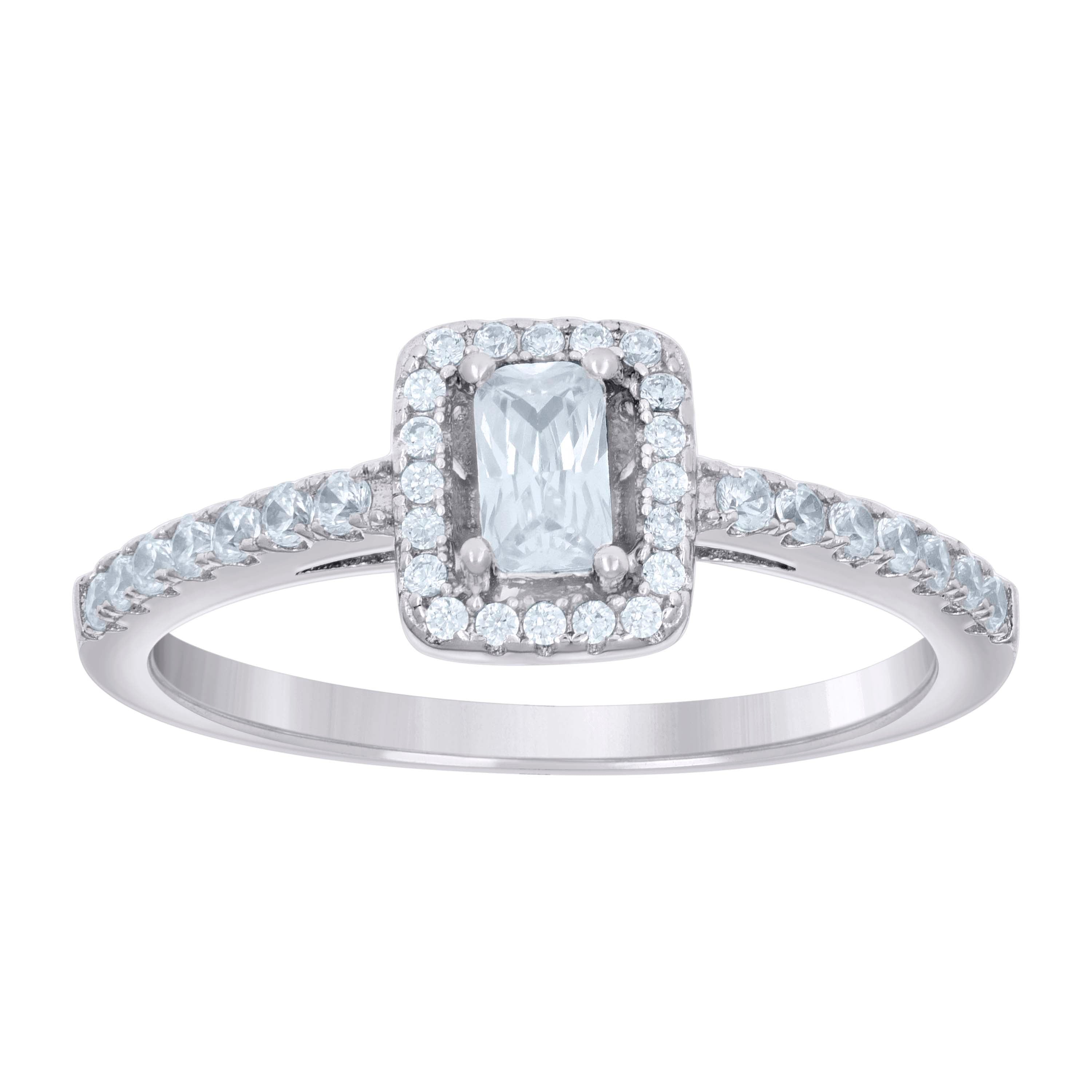 925 Sterling Silver Womens Emerald Round Cubic-Zirconia Engagement Ring Size 5