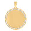 14Kt Yellow Gold Mens Cubic-Zirconia Round Photo Frame Medallion Charm Pendant