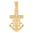 14Kt Yellow Gold Mens Cubic-Zirconia Anchor Crucifix Religious Charm Pendant